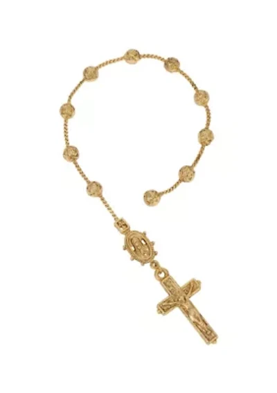 Gold Tone Crucifix Hand Rosary