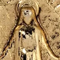 Gold Tone Mother Of Pearl Miraculous Medal Earrings