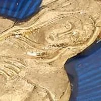 Gold Tone Blue Enamel Mary & Jesus Oval Pin