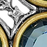 Pewter Cross with Round Blue Swarovski Crystal Necklace - 24"