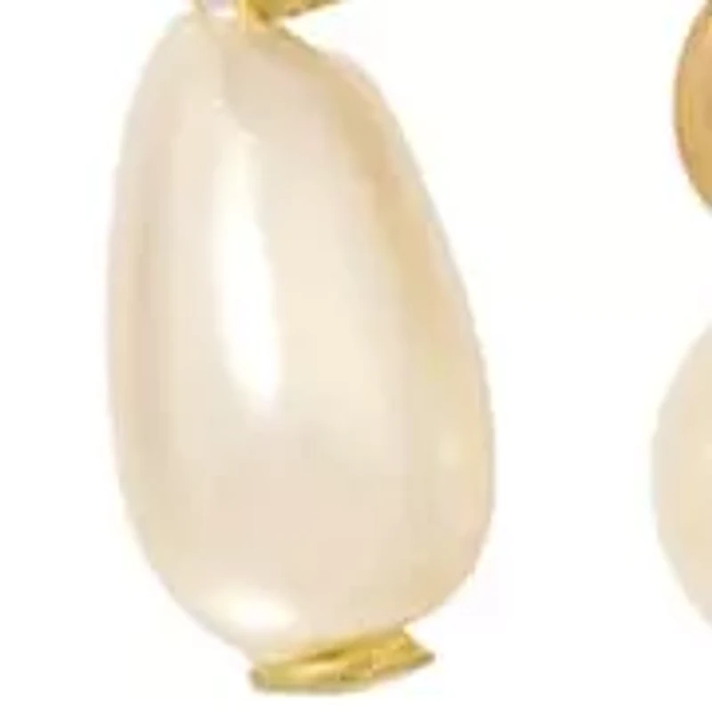 Gold Tone Our Lady of Guadalupe Faux Pearl Drop Earrings