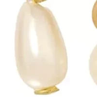Gold Tone Our Lady of Guadalupe Faux Pearl Drop Earrings