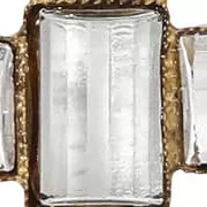 Gold Dipped Rectangular Crystal Cross Necklace