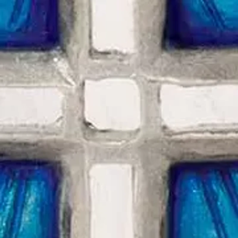 Silver Tone Blue Enamel Silver Cross Necklace 24"