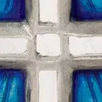 Silver Tone Blue Enamel Silver Cross Necklace 24"