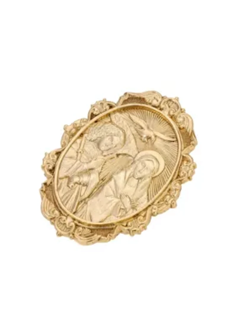 Gold Tone Father Son & Holy Spirit Oval Pin