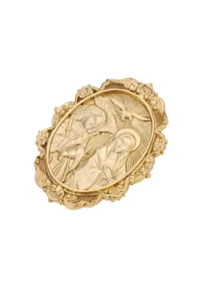 Gold Tone Father Son & Holy Spirit Oval Pin
