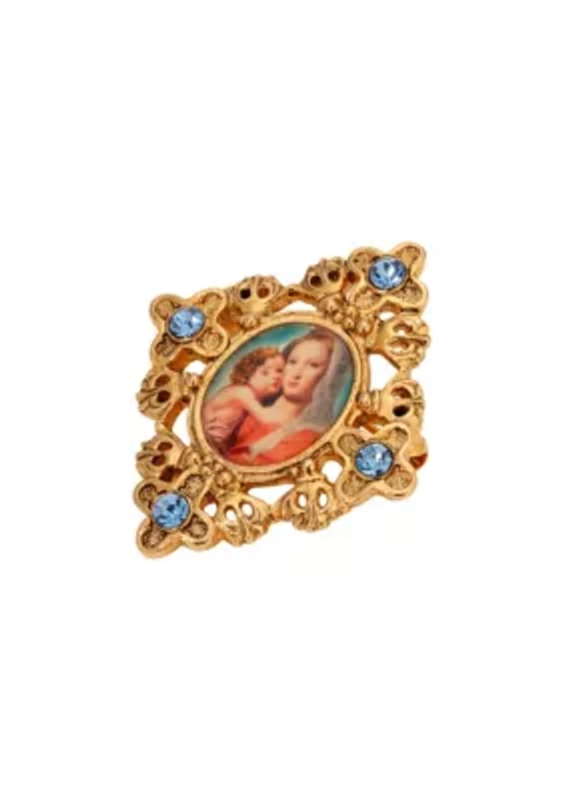 Gold Tone Mary & Child Decal Pin