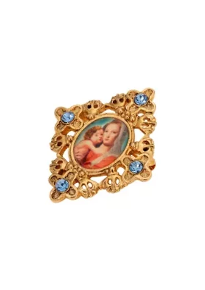 Gold Tone Mary & Child Decal Pin