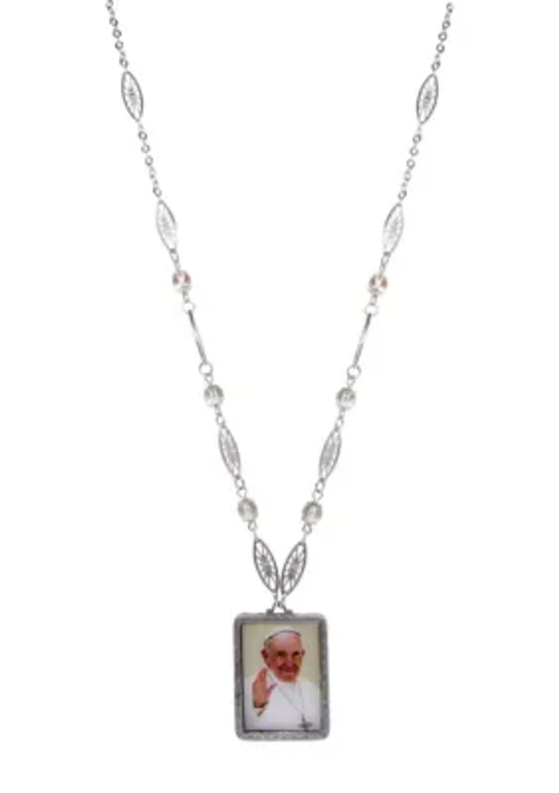 Rectangle Pope Francis Decal Necklace