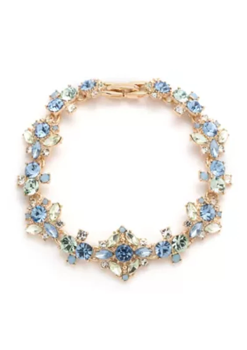 Gold Tone Multi Cluster Flex Bracelet