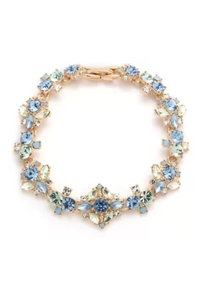 Gold Tone Multi Cluster Flex Bracelet