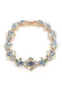 Gold Tone Multi Cluster Flex Bracelet
