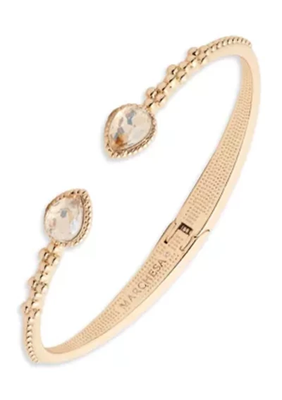 Gold Tone Open Cuff Cluster Bracelet