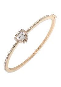 Heart Pendant CZ Pavé Bangle Bracelet