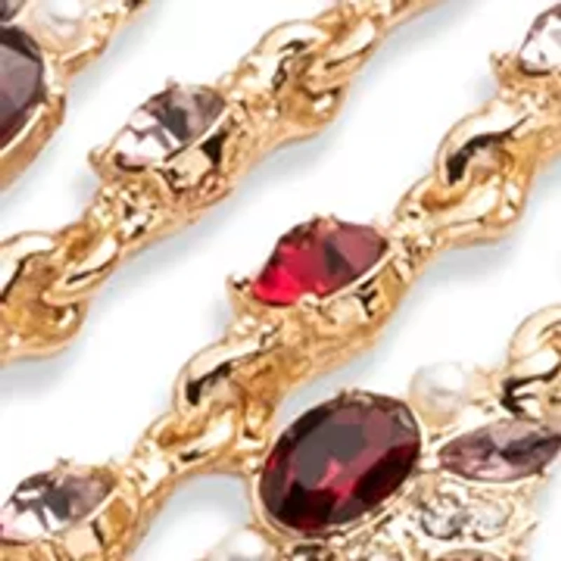  Siam Multi Row Gold Tone Flex Bracelet