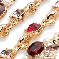  Siam Multi Row Gold Tone Flex Bracelet