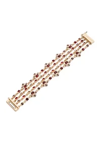  Siam Multi Row Gold Tone Flex Bracelet