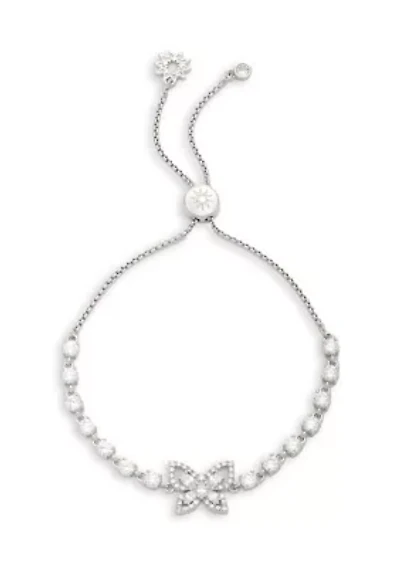 Silver Tone Cubic Zirconia Butterfly Slider Bracelet