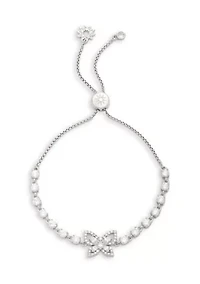 Silver Tone Cubic Zirconia Butterfly Slider Bracelet