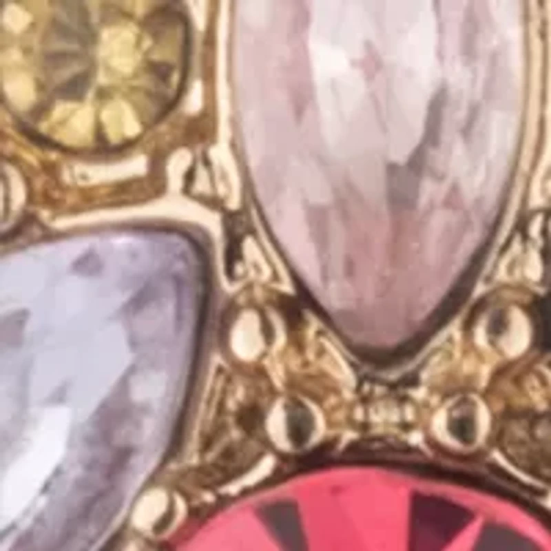 Women's Gold Tone Blue Crystal Double Drop Earrings