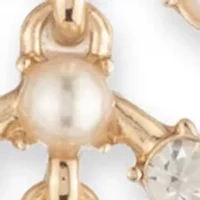 Gold Tone White Pearl Orbital Earrings