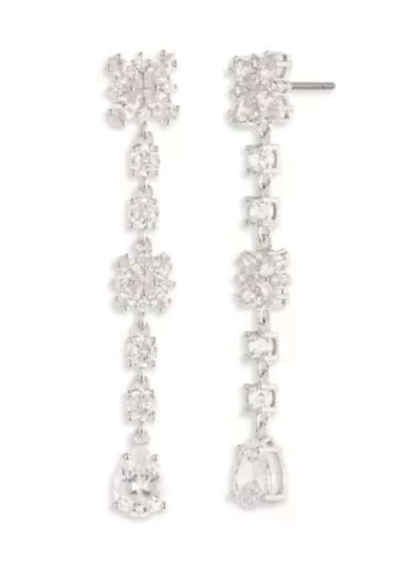 Silver Tone Crystal Linear Earrings