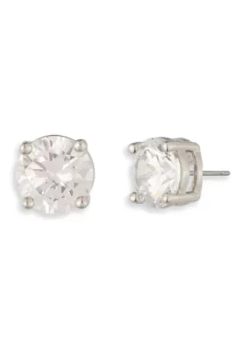 Silver Tone Crystal 6mm Stud Earrings