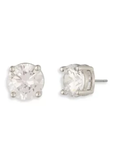 Silver Tone Crystal 6mm Stud Earrings
