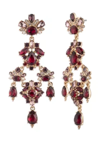 Red Crystal Chandelier Earrings