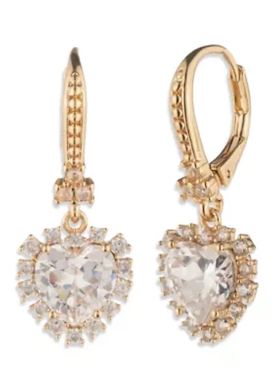 Heart CZ Drop Earrings