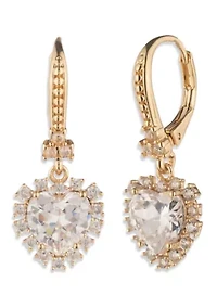 Heart CZ Drop Earrings