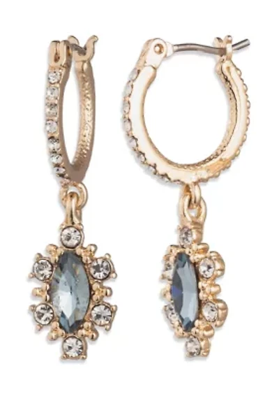 Denim Pear Drop Huggie Earrings