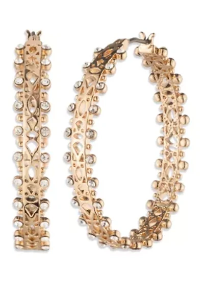 Gold-Tone Cut-Out Hoop Earrings