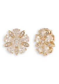 Flower Cubic Zirconia Button Stud EARRINGS 