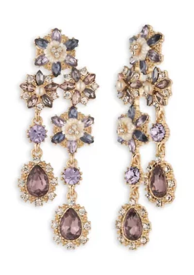 Purple Floral Chandelier Earrings