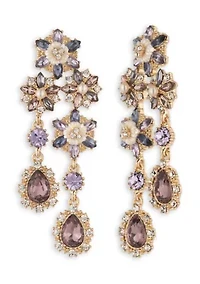 Purple Floral Chandelier Earrings