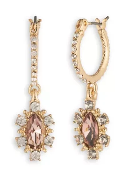  Pink Huggie Pear Drop Earrings
