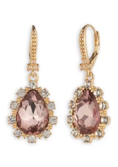Pink Crystal Pear Drop Earrings