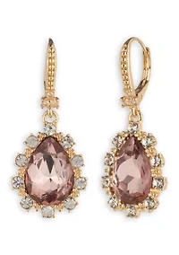 Pink Crystal Pear Drop Earrings