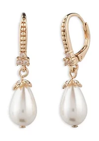 Pearl Leverback Drop Earrings