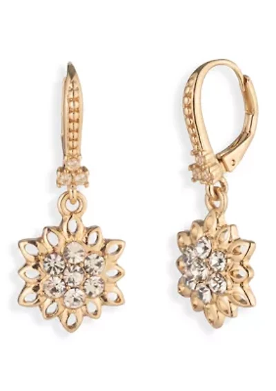 Flower Crystal Drop Earrings