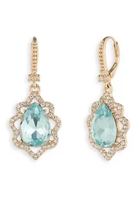 Crystal Stone Gold Tone Drop Earrings