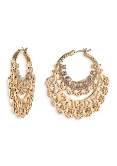 Antique Crystal Pave Hoop Earrings