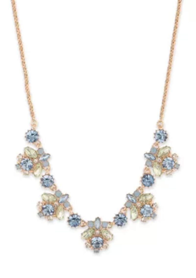 Gold Tone Siam Stone Frontal Necklace