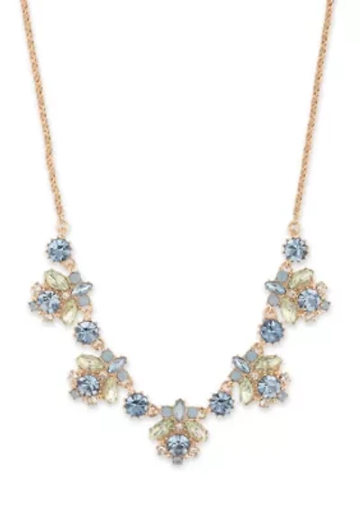 Gold Tone Siam Stone Frontal Necklace