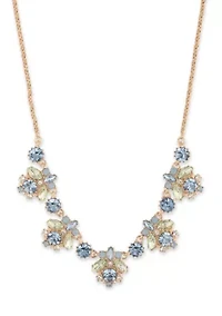 Gold Tone Siam Stone Frontal Necklace