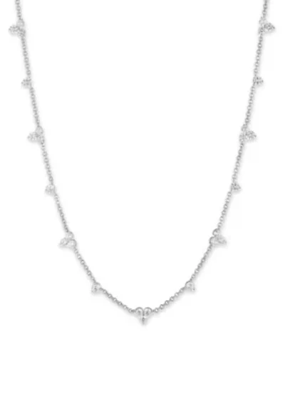 Silver Tone Crystal Stationed Collar Necklace