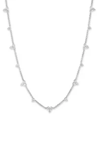 Silver Tone Crystal Stationed Collar Necklace
