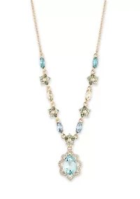 Gold Tone Blue 16" Y Necklace